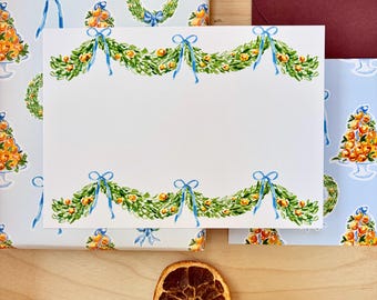 Personalized Stationery Set Custom Luxury Stationary Set for Women Greenery with Oranges Personalized Thank You Notes Stationery Gift