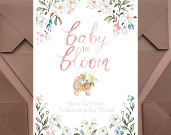 Custom Baby Shower Card Printable Baby Girl Personalized Gift