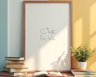 French Poster Minimal Wall Art French Words Dorm Room Coworker Gift Office Decor Bonjour Poster C'est la Vie