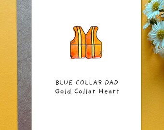 Blue Collar Dad Father's Day Card Blue Collar Man Birthday Card Construction Worker Dad Wood Working Gift