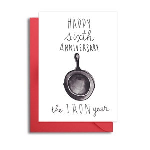 Tarjeta de aniversario de bodas 6, aniversario de tema de hierro, aniversario de 6 años, tarjeta de aniversario para marido, sexto aniversario, regalo de año de hierro