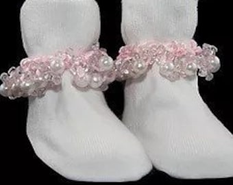 Pearl Socks with Pink Ribbon