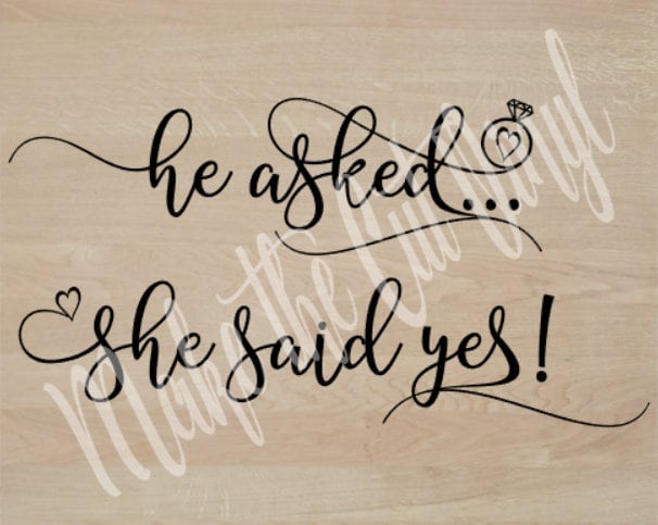 2x She Said Yes Engagement Wedding 7cm Wood Craft Embelishments Laser Cut Shape 