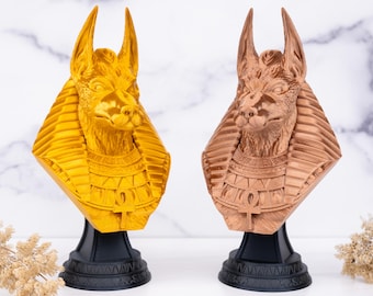 Anubis Bust – 3D Printed Ancient Egyptian God Statue | Mythology Home Decor & Occult Gift