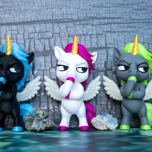 Grumpy Alicorn Figurine | Sassy Winged Unicorn | Funny 3D Printed Desk Buddy | Sarcastic Fantasy Decor | Unicorn Gift