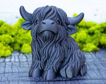 Cute Highland Cow Figurine • 3D Printed Highland Coo • Kawaii Desk Buddy • Scottish Farmhouse Decor • Cow Lover Gift • Small Bull Statue