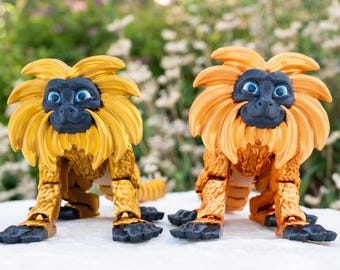 Golden Lion Tamarin – Articulated 3D Printed Monkey Desk Pet | Poseable Jungle Animal Figurine Gift