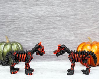 Articulated Halloween Skeleton Cats – Alebrije Day of the Dead Figurines