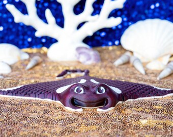 Articulated Manta Ray – 3D Printed Poseable Sea Creature Desk Pet & Fidget Toy | Ocean Gift for Marine Life Lovers