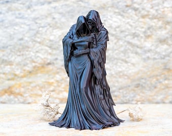Reaper Lovers Statue, Gothic Grim Reaper Couple Figurine, Dark Romance Decor, Eternal Embrace Gift, Spooky Anniversary Gift