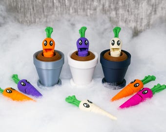 Carrot Fidget Toy with Pot – Cute 3D Printed Sensory Desk Toy | Kawaii Plant Gift & Stocking Stuffer