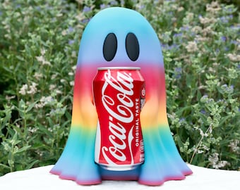 Rainbow Sippy Haunted Ghost Can Holders – Halloween Soda & Beer Can Cooler, Spooky Party Drink Decor