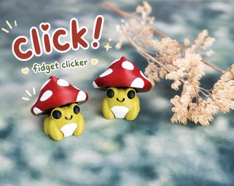 Frog Mushroom Clicker, Cute Frog Fidget Toy, 3D Printed Sensory Desk Buddy, Toadstool Frog Gift, Cottagecore Party Favor