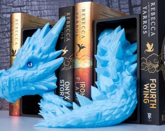 Crystal Emerging Dragon Book Nook | Icy Blue Dragon Bookshelf Insert | Fantasy Shelf Decor | Dragon Book Nook Diorama | Book Lover Gift