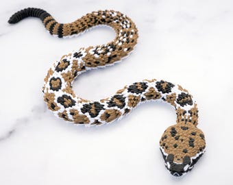 Articulated Diamondback Snake | 3D Printed Flexible Snake | Realistic Reptile Desk Toy | Sensory STEM Gift
