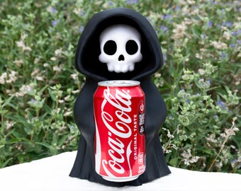 Reaper Sippy Can Holder, Grim Reaper Drink Cozy, Spooky Halloween Decor, Glow in the Dark Skull, Tealight Lantern Gift
