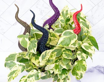Tentacle Plant Stakes | Octopus Tentacle Plant Pick | 3D Printed Plant Decor | Gothic Houseplant Accessories | Terrarium Topper