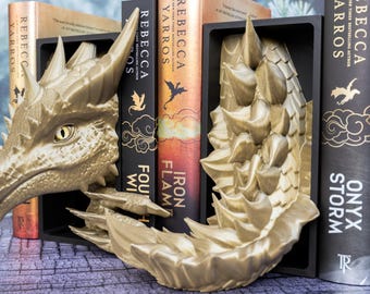 Sun Dragon Book Nook | Fantasy Dragon Bookend | 3D Printed Bookshelf Decor | Gift for Book Lovers | Dragon Library Shelf Insert
