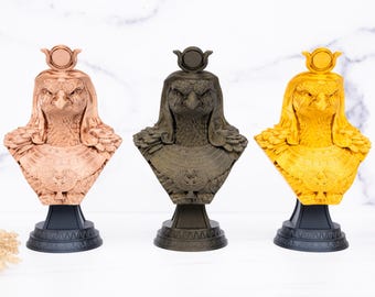 Ra Bust Statue | Egyptian Falcon God Decor | Ancient Egypt Altar Figure | Mythology Desk Art | Sun God Gift
