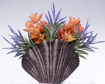 Seashell Vase 3D Print – Coastal Bathroom & Shelf Decor, Nautical Shell Vase in Multiple Colors