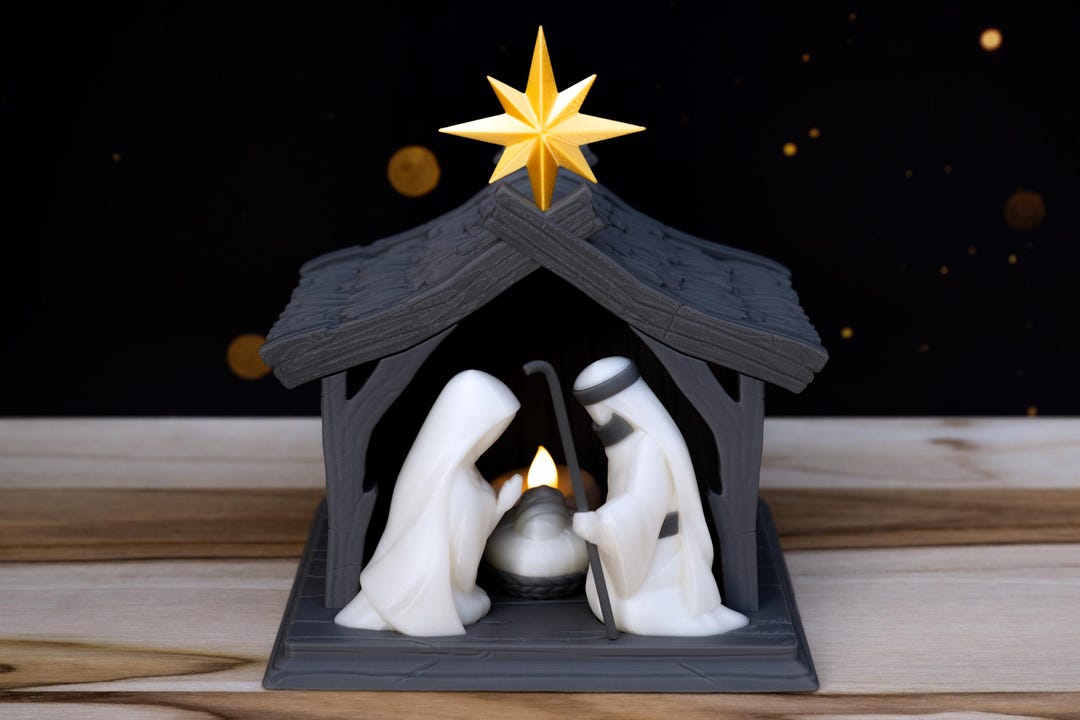 Modern Nativity Scene – Minimalist Holy Family Set With Stable & Star ...