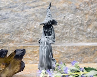 Witch Shelf Sitter Figurine, 3D Printed Halloween Decor, Gothic Witch Statue, Spooky Shelf Decor, Dark Cottagecore Gift