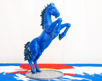 Denver Blue Mustang Glitter Statue | Colorado Blucifer-Inspired Decor | Denver Airport Horse | Colorado Gift | 3D Printed Mustang
