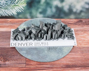 Denver Skyline Cityscape 3D Print – Mile High City Desktop Sculpture | Colorado Souvenir | Custom Colors
