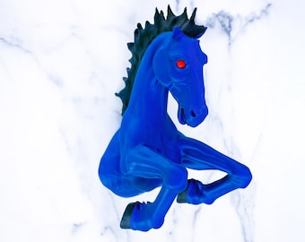 Wall Mounted Blucifer Horse Bust | Colorado Blue Mustang Wall Art | Denver Airport Inspired 3D Printed Horse Sculpture