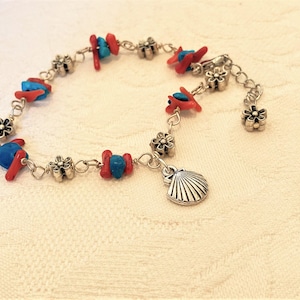 Scallop shell travel bracelet ~ safe journey wishes