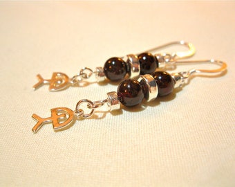 Indalo Man earrings with Garnet gem gemstones