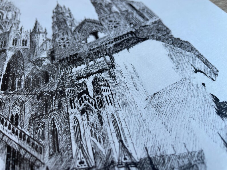 Into a Gothic City Original Pen and Ink Drawing of a Gothic - Etsy