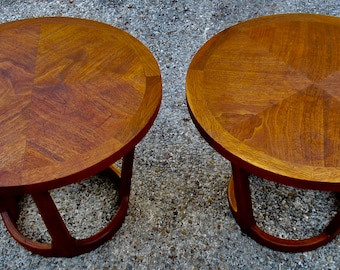 Round Drum End Tables. Set of 2