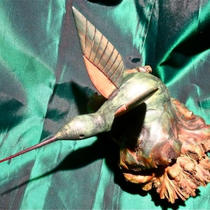 Hummingbird Handmade Carved wood sculpture.