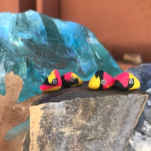 Handmade Climbing Hold Earrings- Hot Pink & Yellow Variation