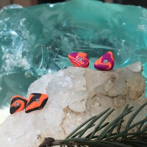 Handmade Climbing Hold Earrings- Magenta & Black Variations