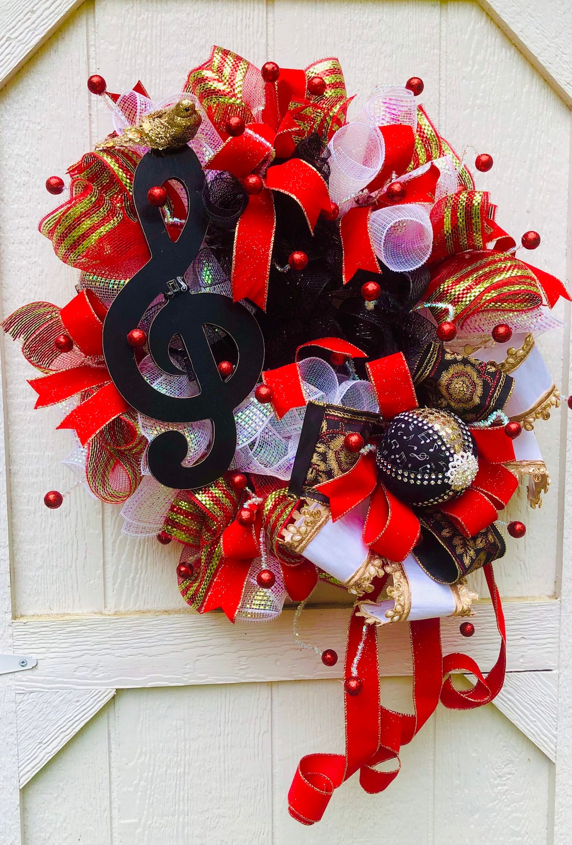 Musical wreath Christmas music decor front door design wall Etsy
