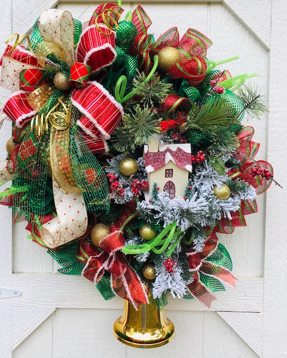 Christmas Wreath Wall Decor Wall Hanging Christmas Front Door Wreath Xmas Wreath Xmas Front Door Wreath Holiday Wreath Deco Exchange