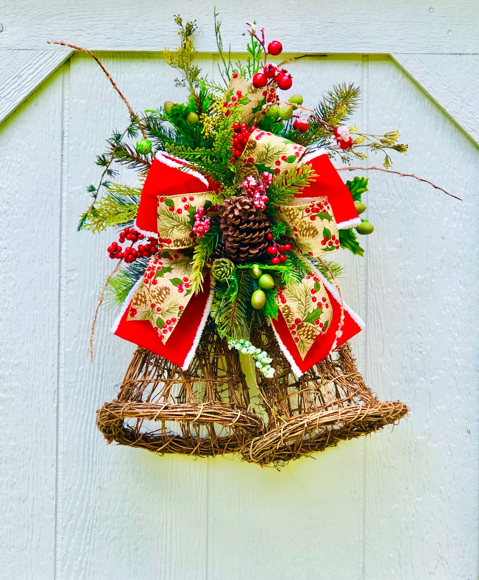Christmas bells winter design holiday decor front door | Etsy