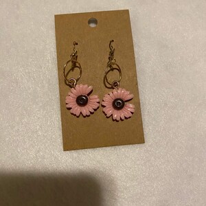 Pink Sunflower Earrings