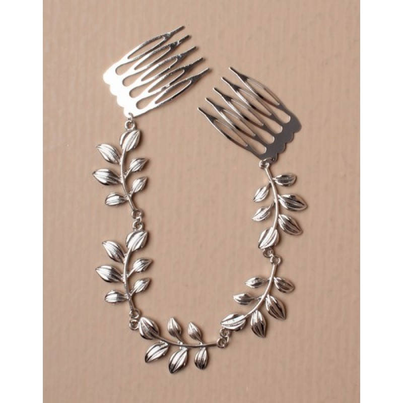 silver hair chain leaf hair chain wedding head dress prom Etsy