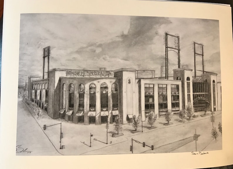 Busch Stadium Print Pencil Drawing STL Home of the St Louis Cardinals