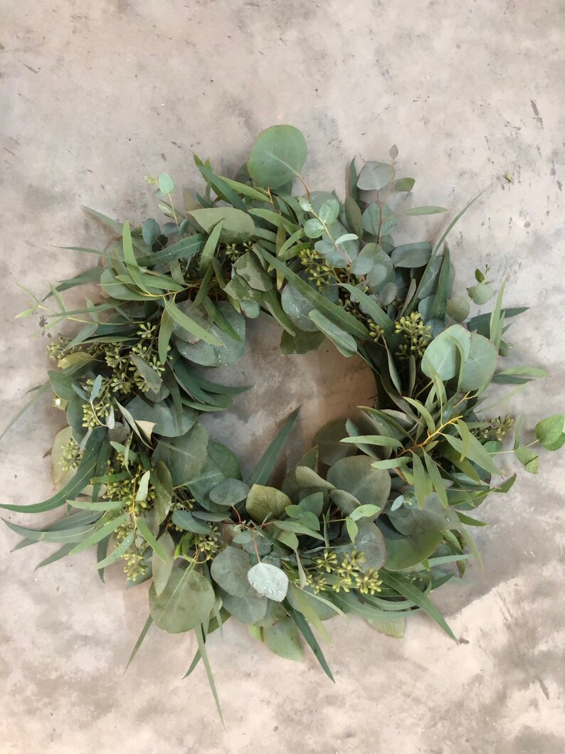 Fresh Eucalyptus Wreath Seeded Eucalyptus Wreath Silver Etsy