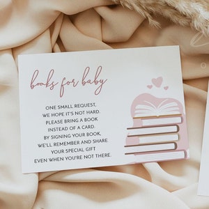 ANDI Blush Bücher für Baby Kartenvorlage, EDITIERBARE FARBEN Pastell Bücher für Baby Insert, Boho Baby Shower Bring ein Buch Baby Bücherregal Instant