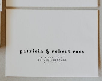 Modèle d'adresse d'enveloppe de mariage moderne, modèle d'enveloppe de mariage imprimable minimaliste, enveloppes de mariage modifiables thème rétro des années 70 RILEY