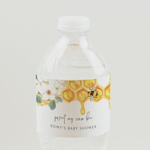 Bumble Bee Water Bottle Label Template, Bee Baby Shower Water Bottle Label, Honey Baby Shower Water Bottle, Bumble Bee Baby Shower - ROMY