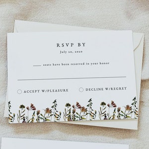 HEIDI Wildflower RSVP-kaart afdrukbaar, bruiloft RSVP-kaart afdrukbaar, douche antwoordkaart, antwoordkaart ansichtkaart, herfst bloemen Boho Boho