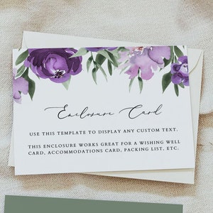 Bijsluitkaart lila lavendel bloemen, bijkaart paarse bloemen, uitnodiging invoegen direct downloaden, lila douchedetails Accommodaties