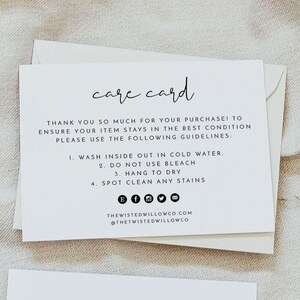 ADELLA Minimalist Small Business Care Card Template, Simple Care Card Packungsbeilage, moderne Business Pflegehinweise, Kerzenpflege Karte