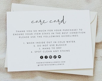 ADELLA Minimalist Small Business Care Card Template, Simple Care Card Package Insert, Modern Business Care Instructions, Candle Care Card